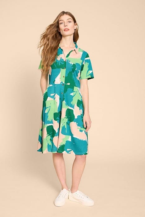 White Stuff Ria Jersey Shirt Dre Green Printed Größe: 20 | Blusenkleider Outlet | Damen | Grün