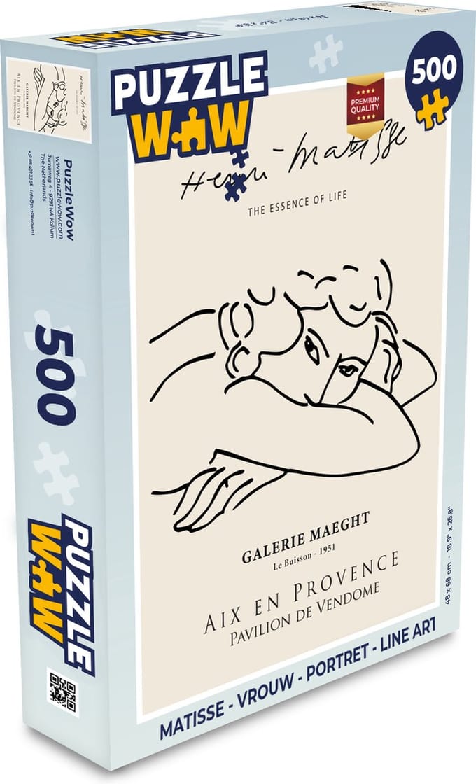 Puzzel Matisse - Vrouw - Portret - Line art - Legpuzzel - Puzzel 500 stukjes