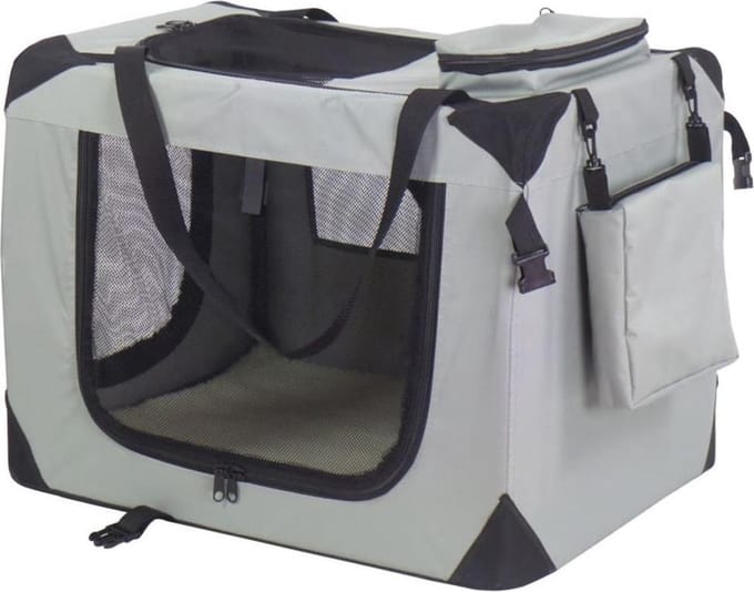 Reismand dogcrate nylon grijs 90x61x65 cm