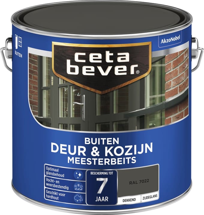 Cetabever Buitenbeits Deur & Kozijn - Ral 7022 - Zijdeglans - 2,5l