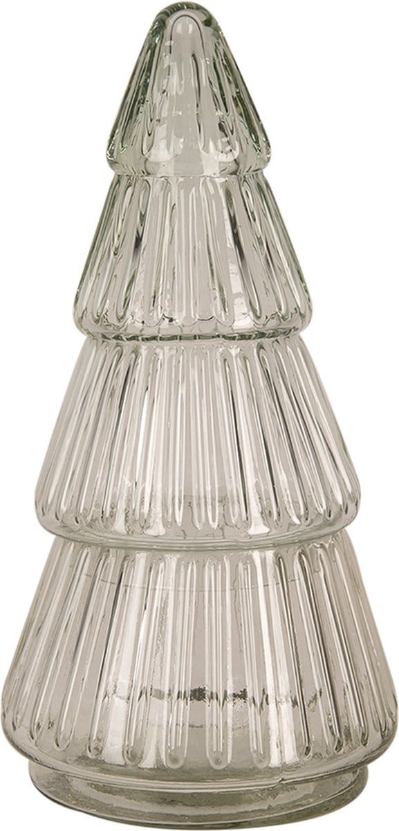 Clayre & Eef Glazen potje Kerstboom Ø 11x21 cm Transparant Glas