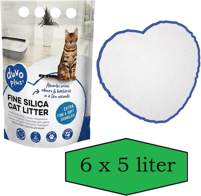silica - Premium - fijne silica - kattenbakvulling wit - 6 x 5 liter