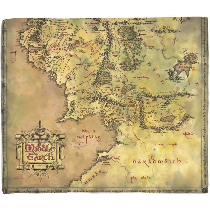 Lord Of The Rings Middle Earth Fleece Deken - M