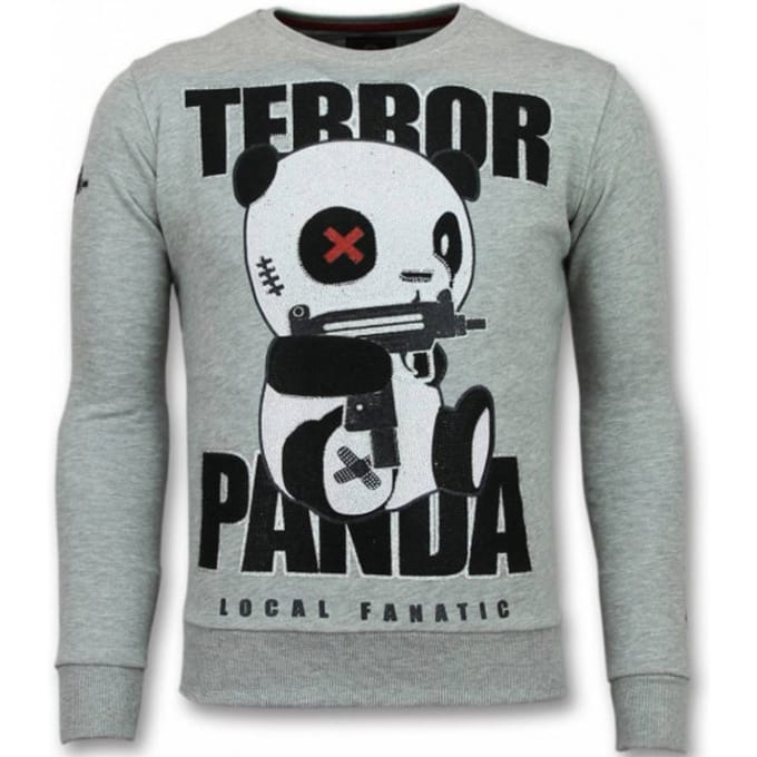 Panda Trui - Terror Heren Sweater - Mannen Truien - Grijs