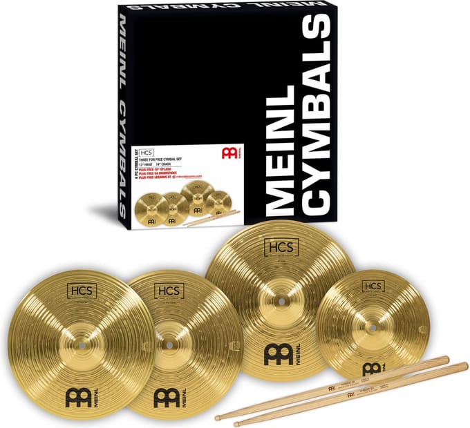 Meinl HCS Cymbal Set 13"HH, 14"C, 10" SP + Sticks - Bekken set