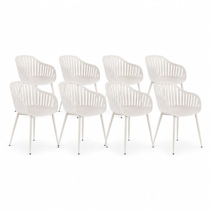 DS4U® - Harry tuinstoel - Set van 8 - Ivoor - Kunststof - Kuipstoel