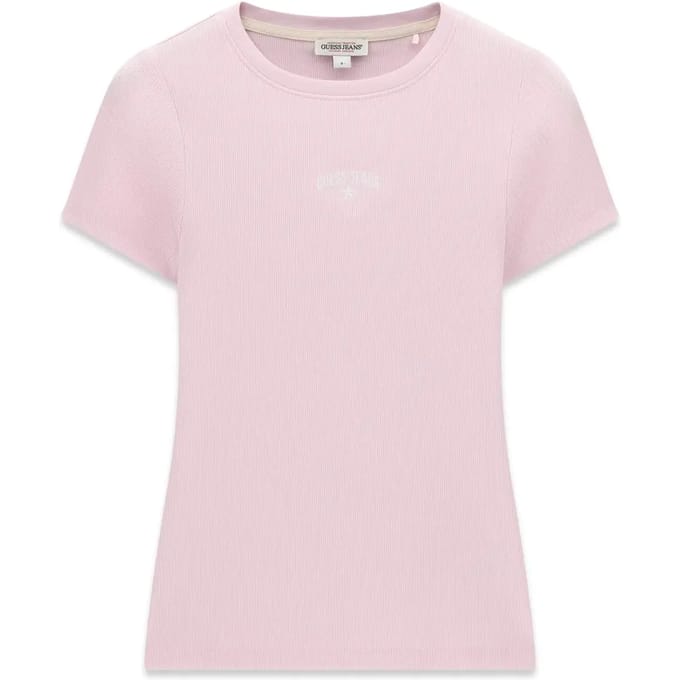 T-shirt met ribbels en geborduurd vrouw Guess