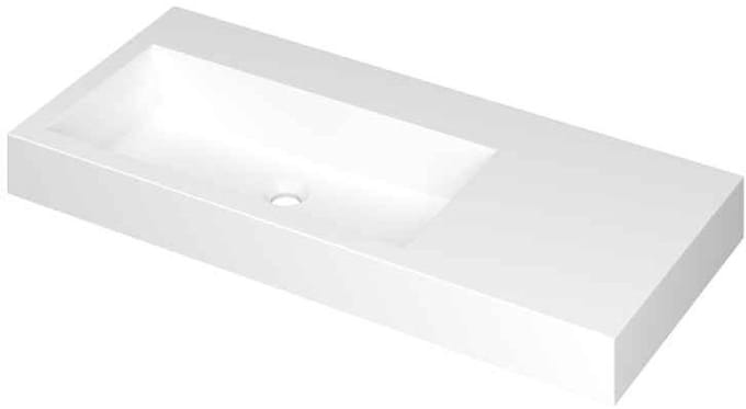 INK Momento Wastafel Polystone Wasbak Links Zonder Kraangat - 1000x450x90 mm - Mat Wit