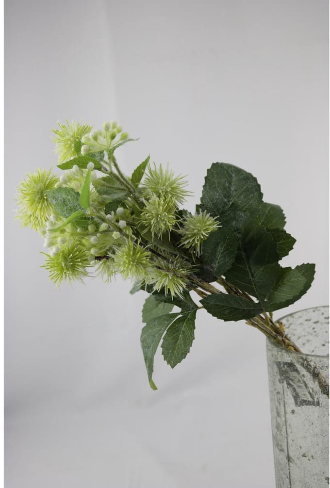Kunstboeket scallion ball wit 3 stelen