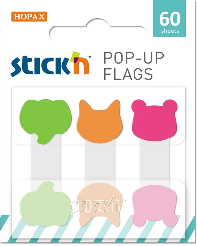 Stick'n Index tabs - Dieren vorm - 60 vellen - 3strips - C-vorm - Bladwijzer