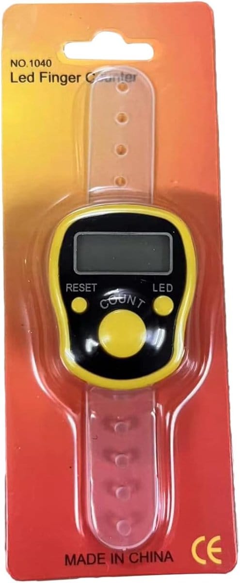 Vinger Teller - Digitale Ring - Activiteiten Tellen - Resettable Display - 14 cm Diameter - Geel