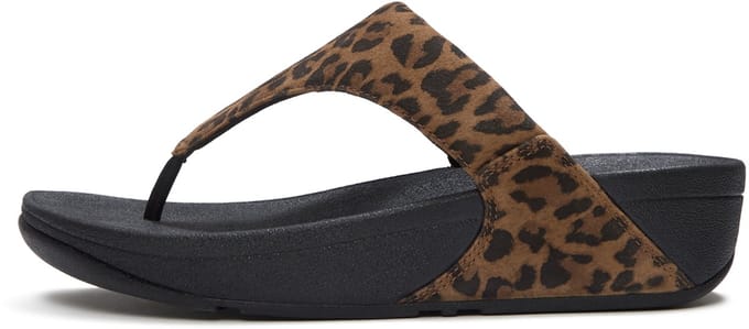 FitFlop Lulu Suede Leopard Toe-Post Sandals - Maat 40