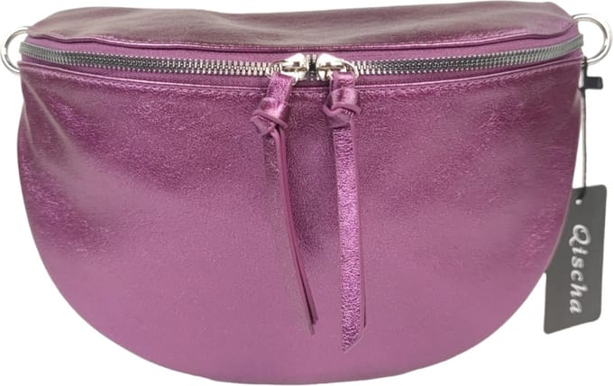 Qischa® - Crossbody heuptas bumbag - uni riem - soft - paars metallic - large size