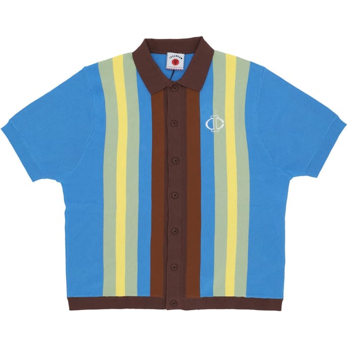 Mannen korte mouw Jacquard breien S/s polo vest blauw
