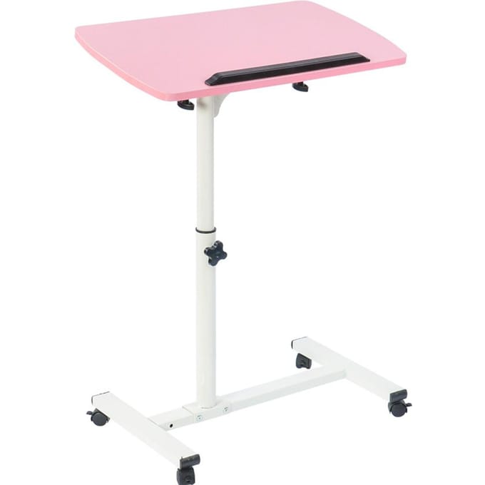 Draagbaar Multifunctioneel Verwijderbaar Laptop Bureau met Wielen Bed Sofa Boeken Snack Roze roze