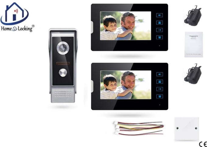 Home-Locking complete deur intercom/videofoon met 2 binnen panelen.DT-2210-1-2