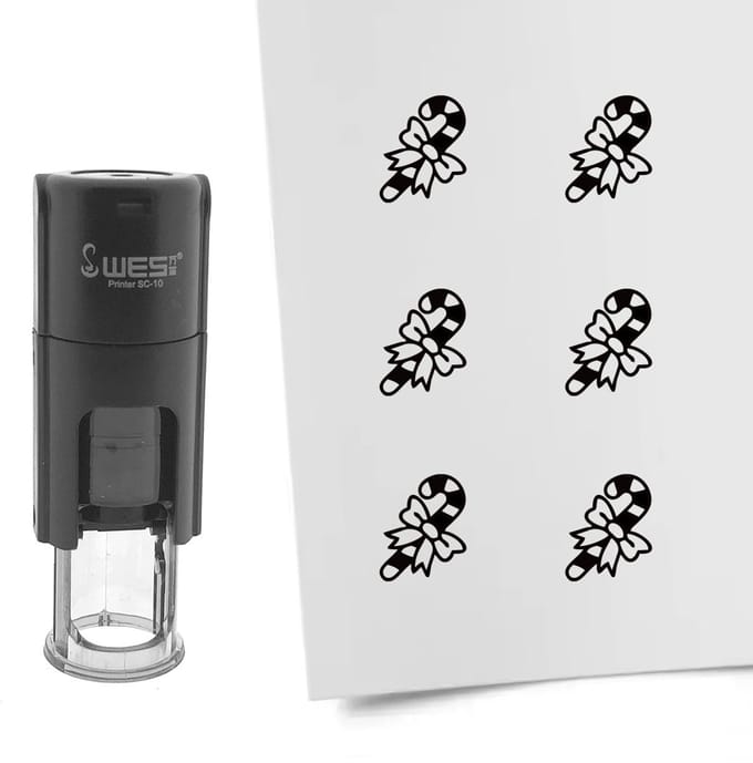 CombiCraft Stempel kerststok 10mm rond zwarte inkt - per 1 stuk