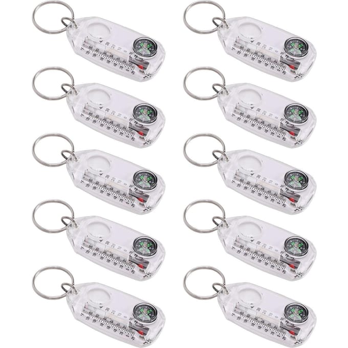 10 STUKS     en Thermometers Draagbare Multifunctionele Sleutel  Vergrootglas   Thermometer voor Wandelen Kamperen white