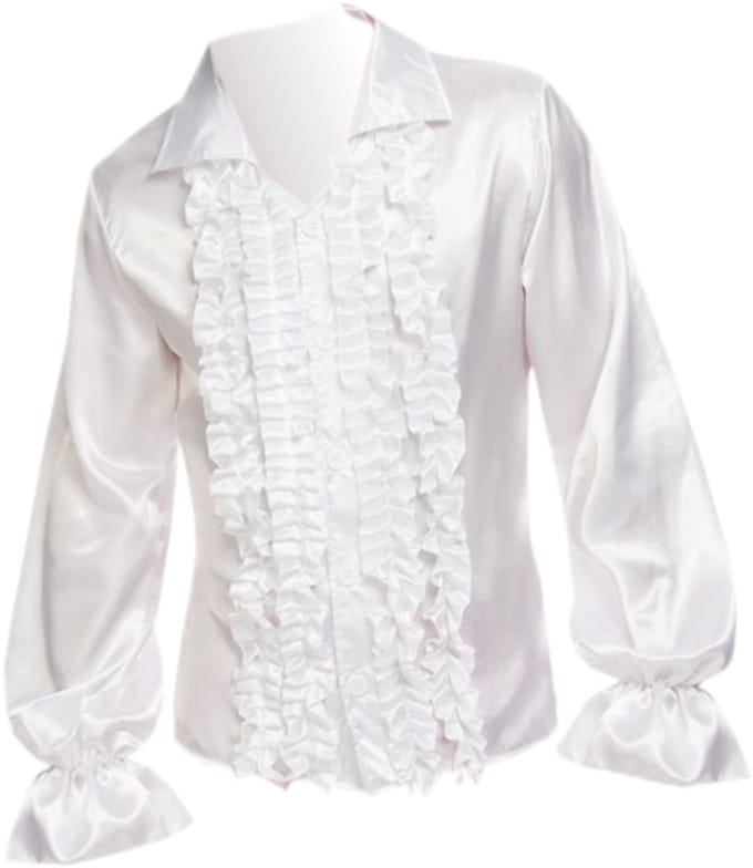Smiffys Kostuum Blouse -L- 60s Ruffled Wit