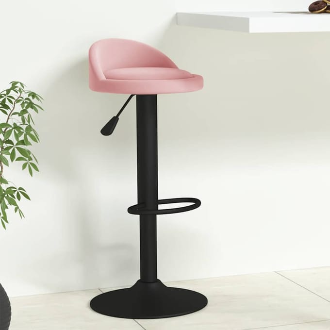 vidaXL Barkruk fluweel roze