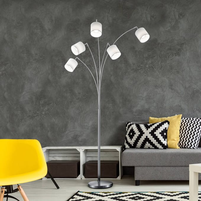 REALITY TOMMY - Vloerlamp - Nikkel mat - excl. 5x E14 3,5 W - Voetschakelaar