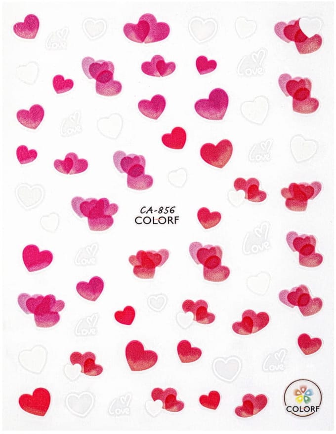 GNB-LAB CA-856 - Valentijnsdag Zelfklevende Nagelstickers - Hartmotieven