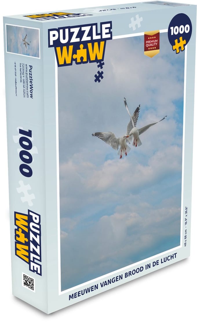 Puzzel Meeuwen - Brood - Lucht - Legpuzzel - Puzzel 1000 stukjes volwassenen
