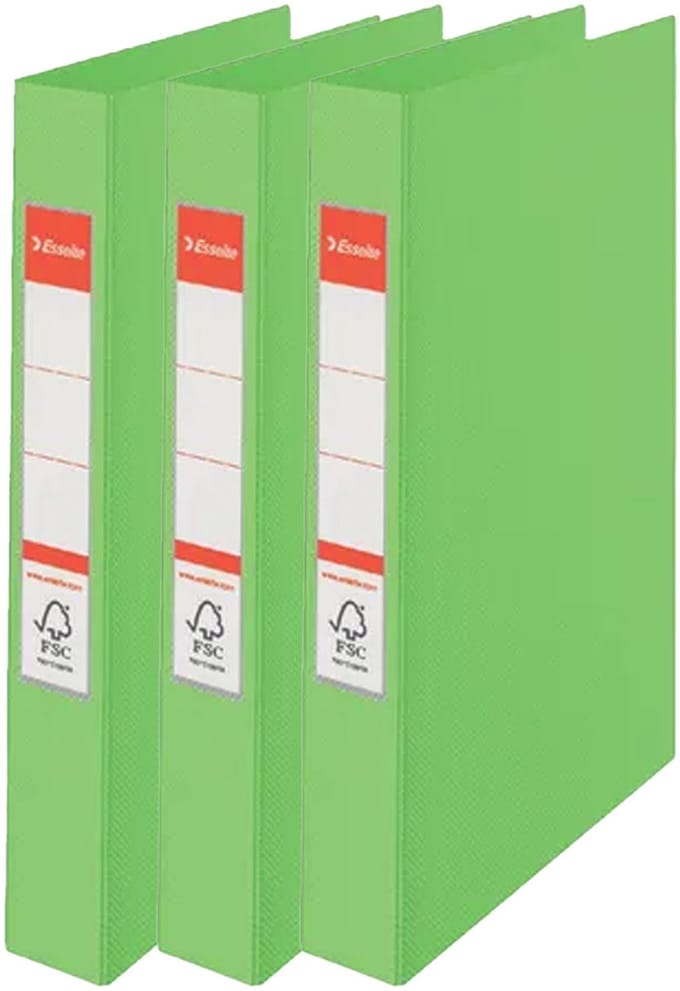 Esselte Ringband mappen/ordners - 3x - groen - A4 - opbergen - kantoorartikelen