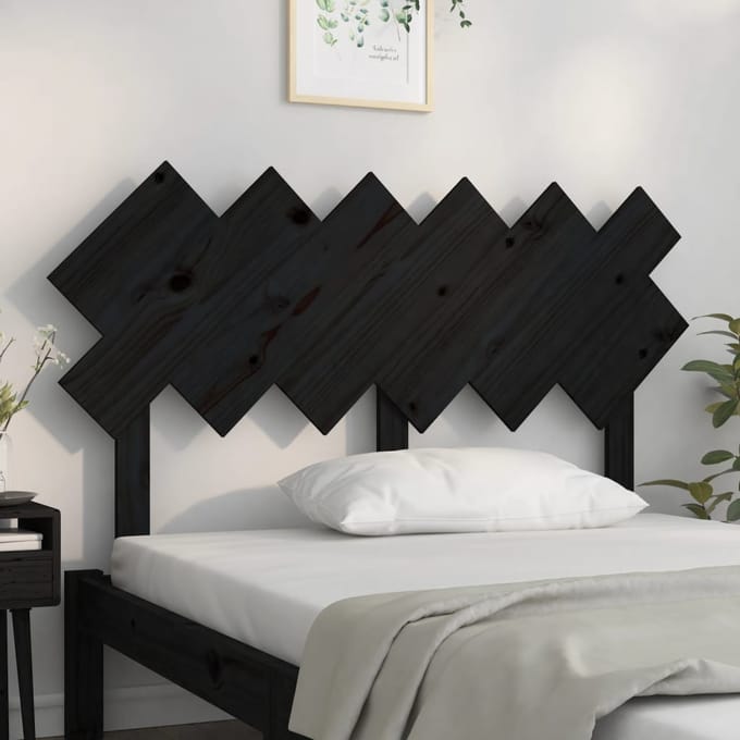 vidaXL Hoofdbord 132x3x81 cm massief grenenhout zwart