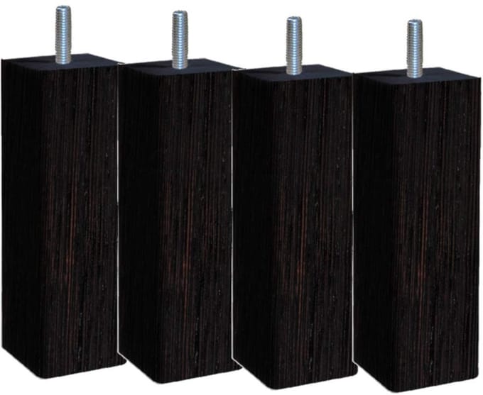 3700527816807 Soft Scandinavisch vierkant, set van 4 bedpoten, wengé, hoogte 17 cm
