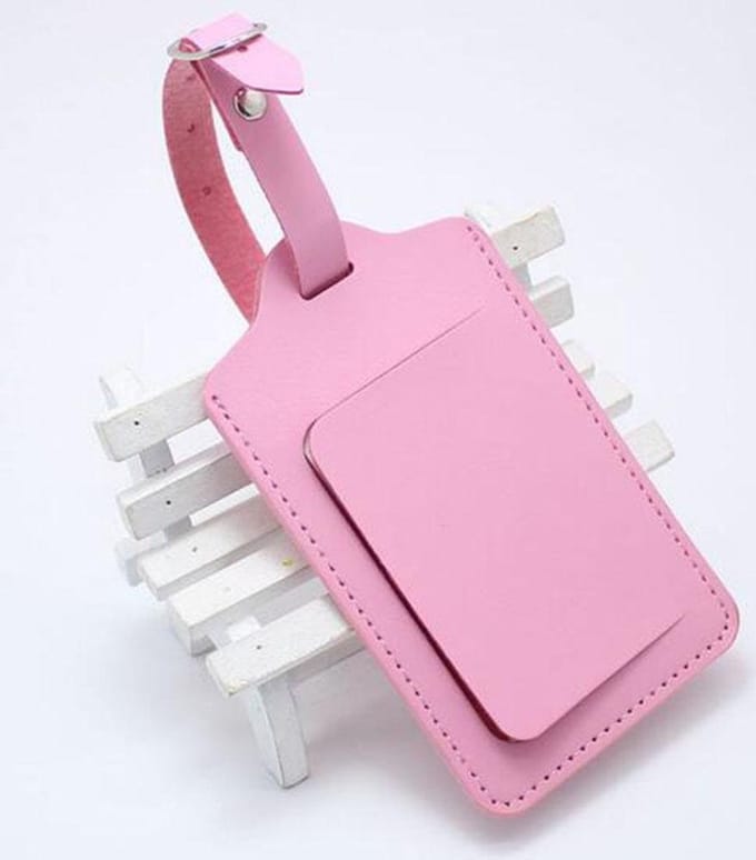 KELERINO. Kofferlabels - Bagagelabels - Leer - Venster - 2 stuks - Roze