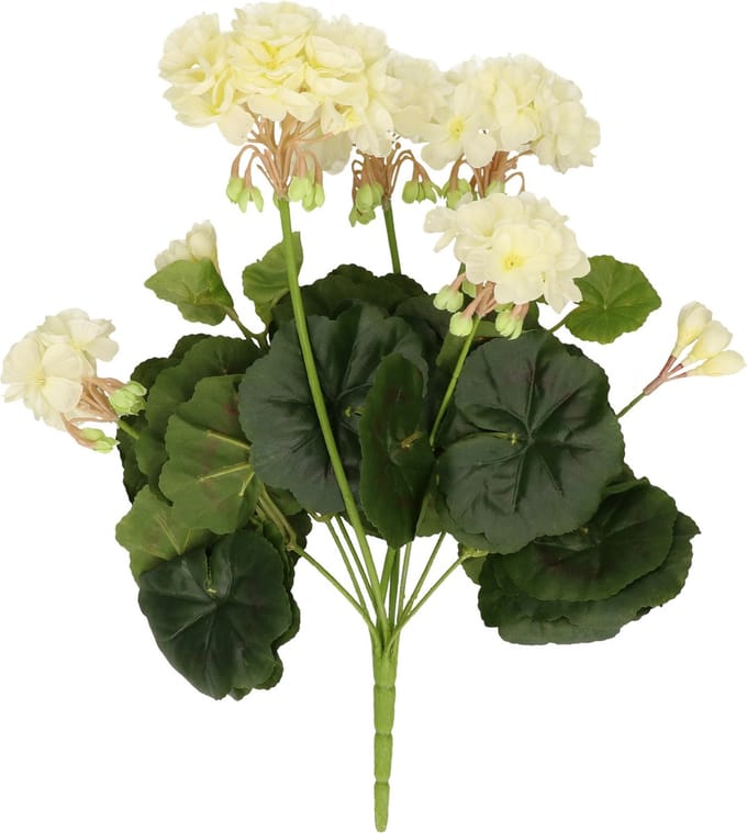 Kunstplant - Geranium - wit - 30 cm - voor Binnen