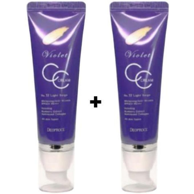 DEOPROCE Crème CC Violette SPF50+ PA+++ #13 50 g – Crème CC Corrigeant le Teint & Éclaircissante Violet CC Cream 1 blue