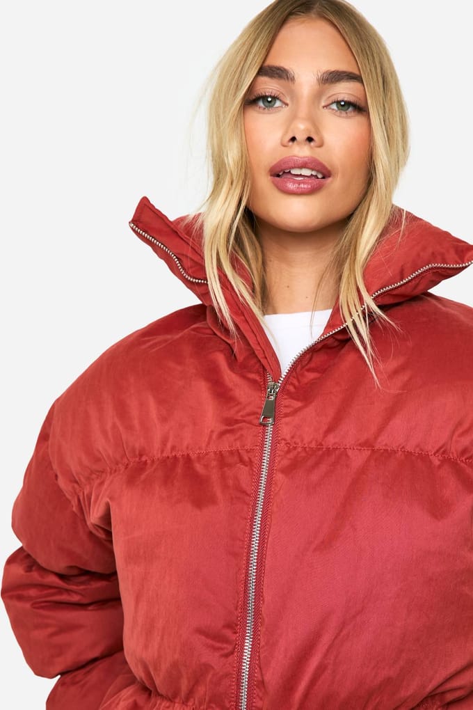 boohoo Dames Peached gevoerde pufferjas | Rust | Maat: 14