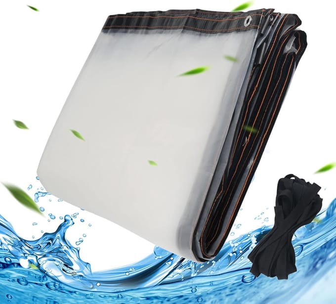 Transparant Waterdicht Zeil met Ogen en Bindtouw voor Camping en Tuin 3 x 6 m