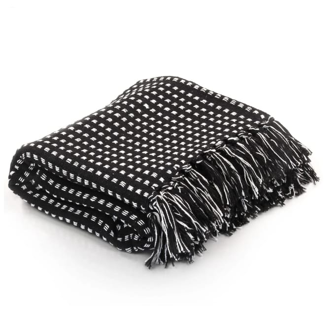 vidaXL - Plaid - vierkanten - 220x250 - cm - katoen - zwart
