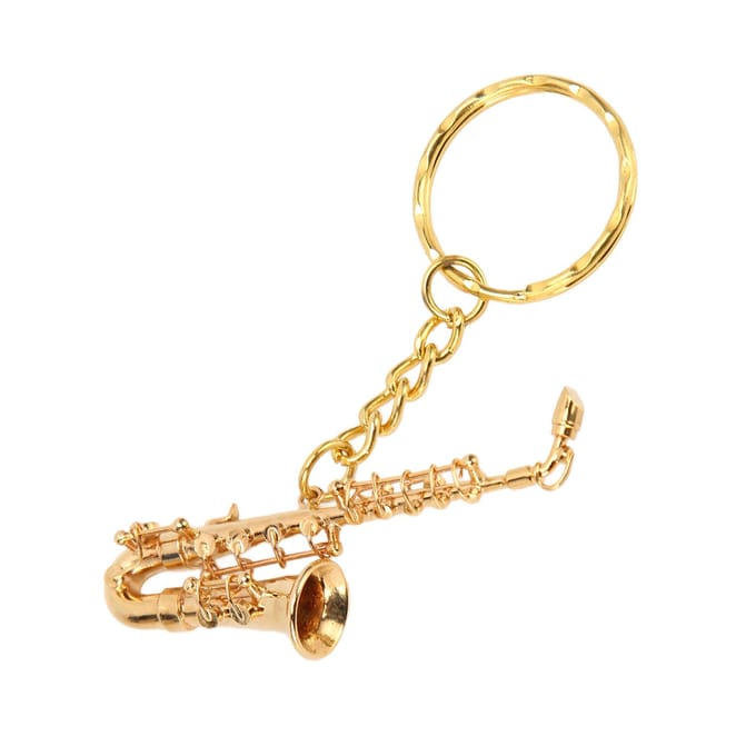 Leuke Saxofoon Hanger Sleutelhanger Draagbaar Grappig Messing Miniatuur Saxofoon Muziekinstrument Sleutel beige