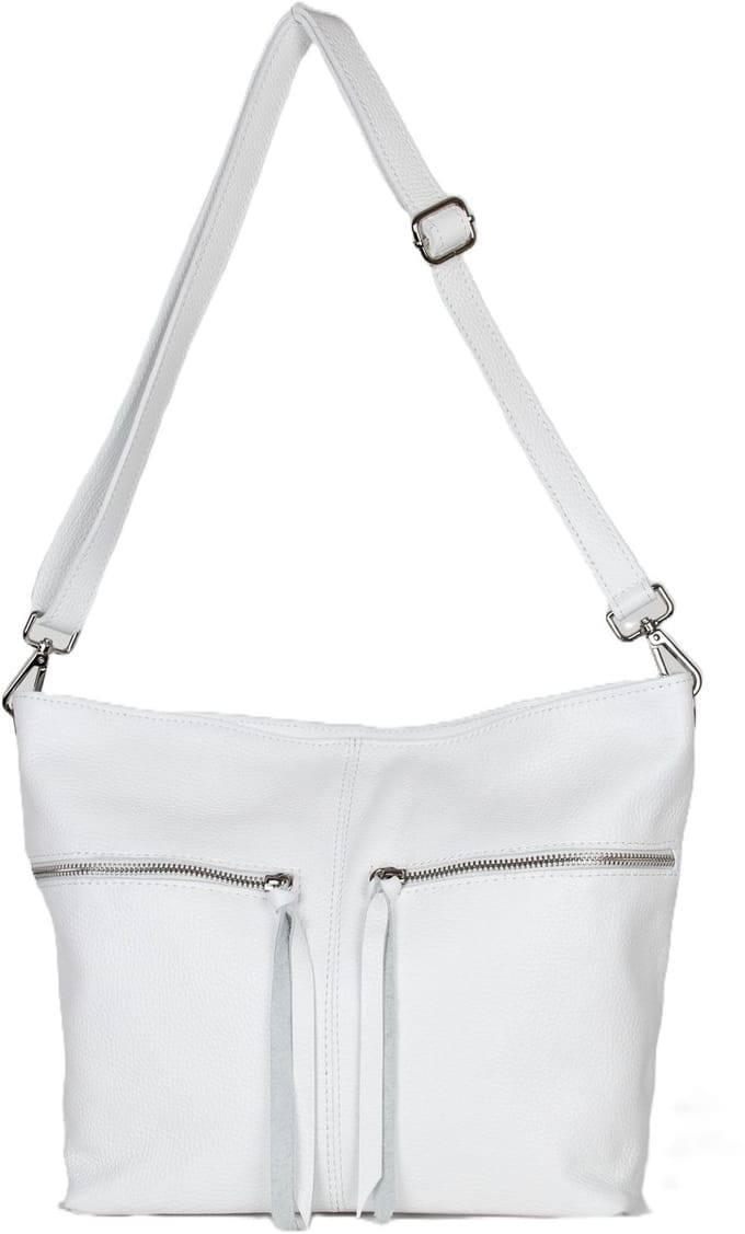 AmbraModa GLX06 - Dames Schoudertas - Crossbodytas - Italiaanse tas van echt leer - Wit
