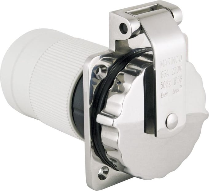 Marinco 63A 230V 3-draads RVS Stopcontact | 6401EL-BX