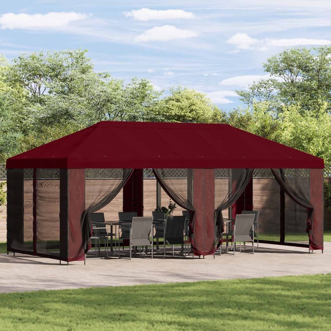 vidaXL - Tuinpaviljoen - 6 - x - 3 - m - Bordeauxrood - Polyester - en - Staal - 190 - gsm