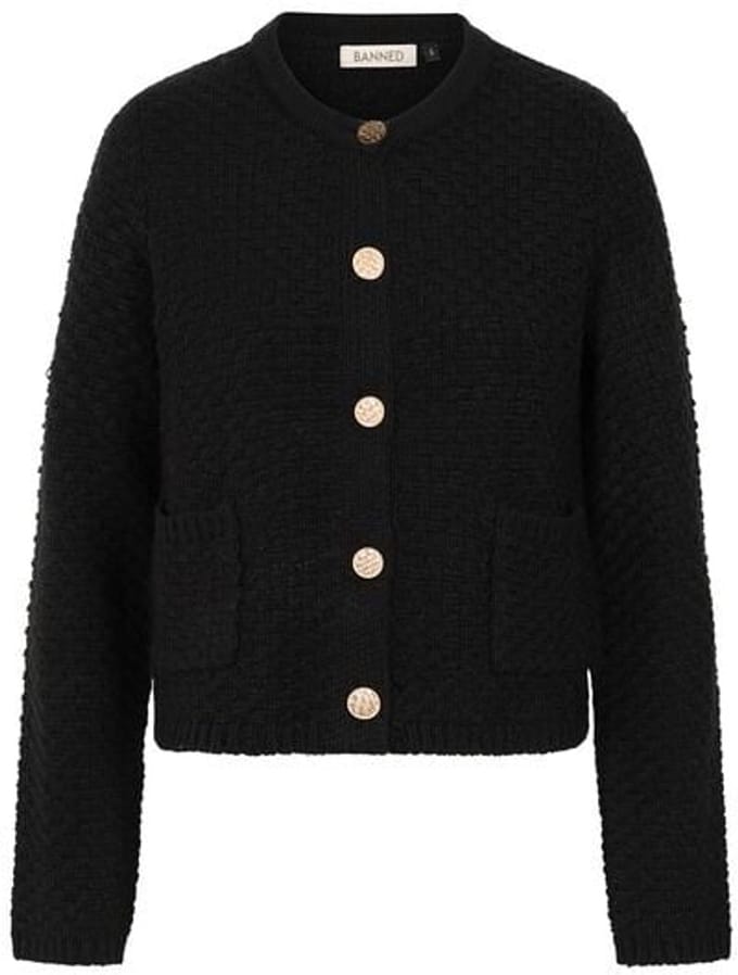 Banned Retro Victoria Wool Mix Vest Cardigan zwart S