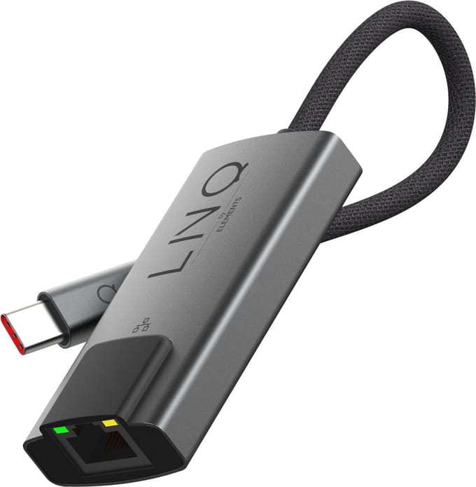 LINQ Connects 2.5Gbe USB-C Ethernet Adapter, tot 2500 Mbps -plug and play, snelle Multi Gigabit connectivity, Gaming, streaming, videocalls - Grijs