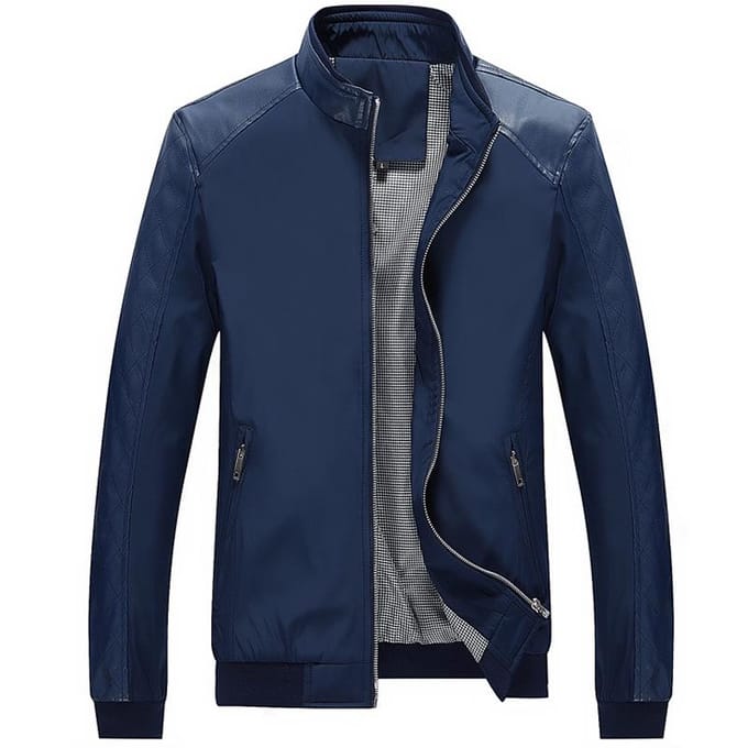 Veste Nouvelle Version Printemps Jeune Homme Fine Version Coréenne Coupe Ajustée Patchwork Cuir PU Tendance Décontractée 5XL