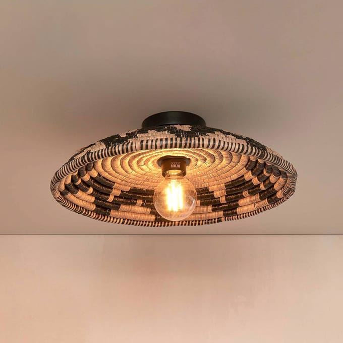 GOOD&MOJO Plafonniere Andros - Naturel/Zwart - Ø45cm - Scandinavisch