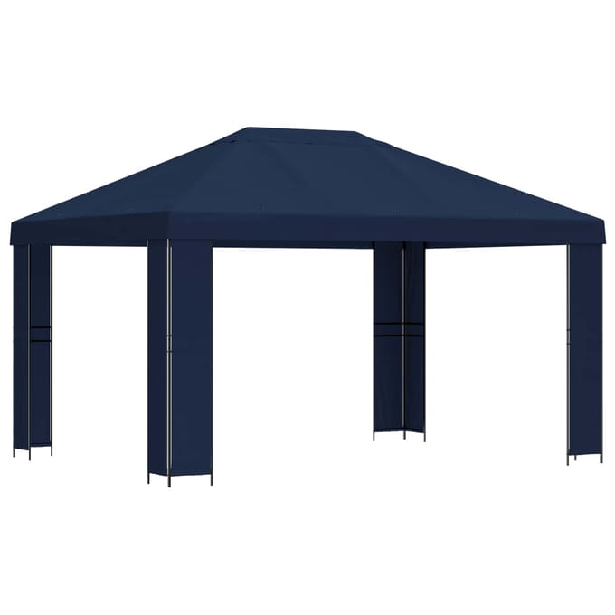 vidaXL - Prieel - 4 - × - 3 - m - Blauw - Polyester - en - Staal - 190 - gsm