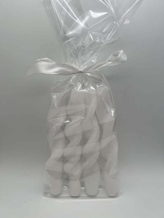Gedraaide kaarsen set 4 stuks - wit