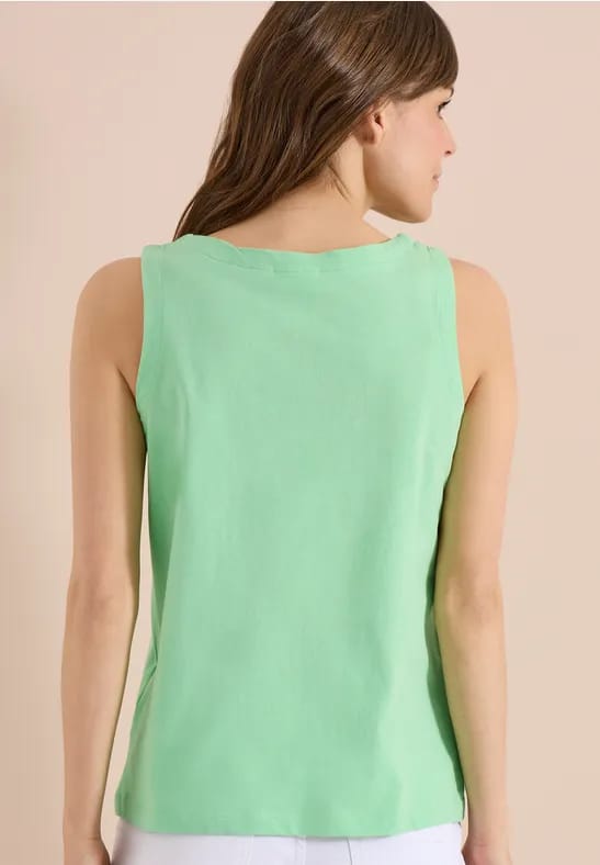 Top met gespleten hals in effen kleur