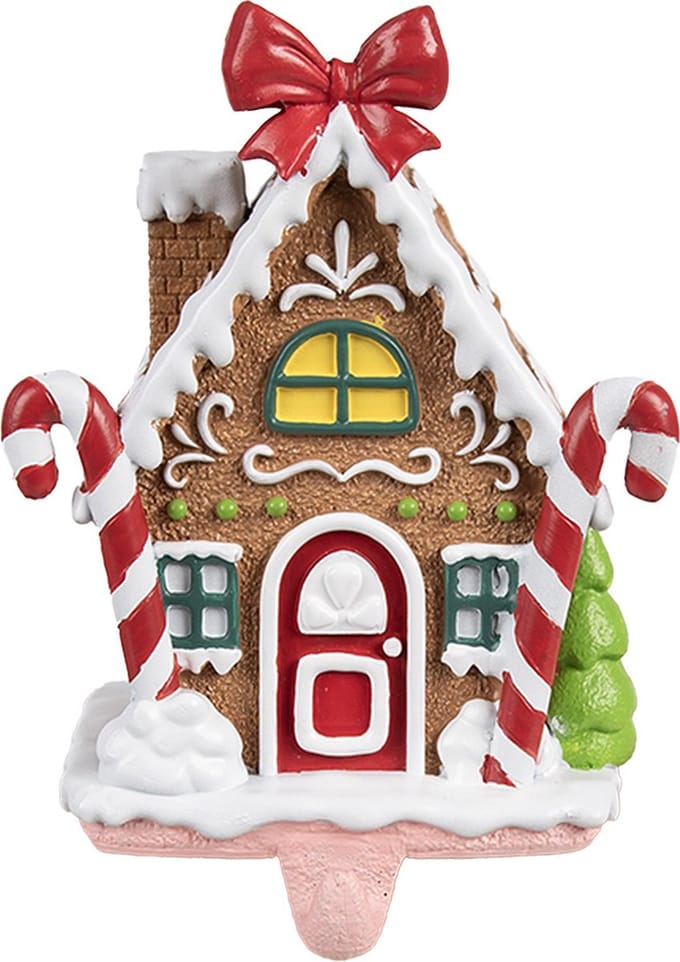 Clayre & Eef Haak Kerstsok Gingerbread house 13x11x18 cm Bruin Kunststof