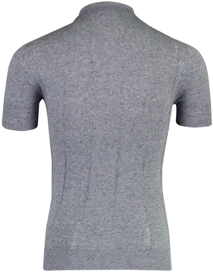 Blauwe polo Profuomo beige katoenblend 3 knoops
