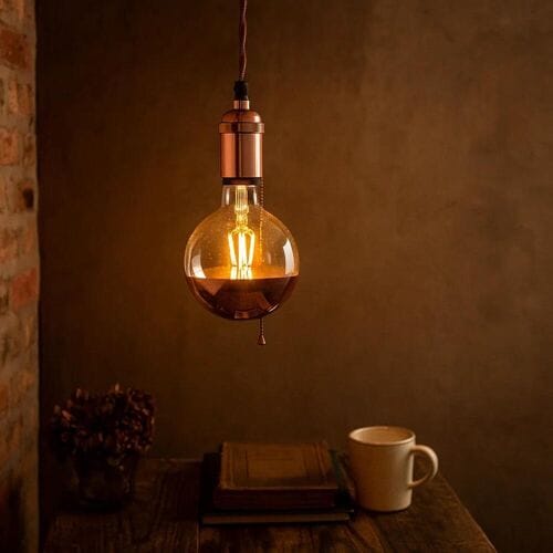 KS Verlichting Byron antiek koper hanglamp – pendel aluminium E27 500 cm